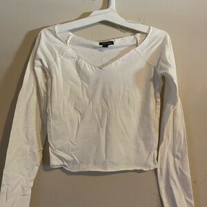 NWT 6pc Bulk Wild Fable White Long Sleeve V-Neck T-Shirt Crop Top